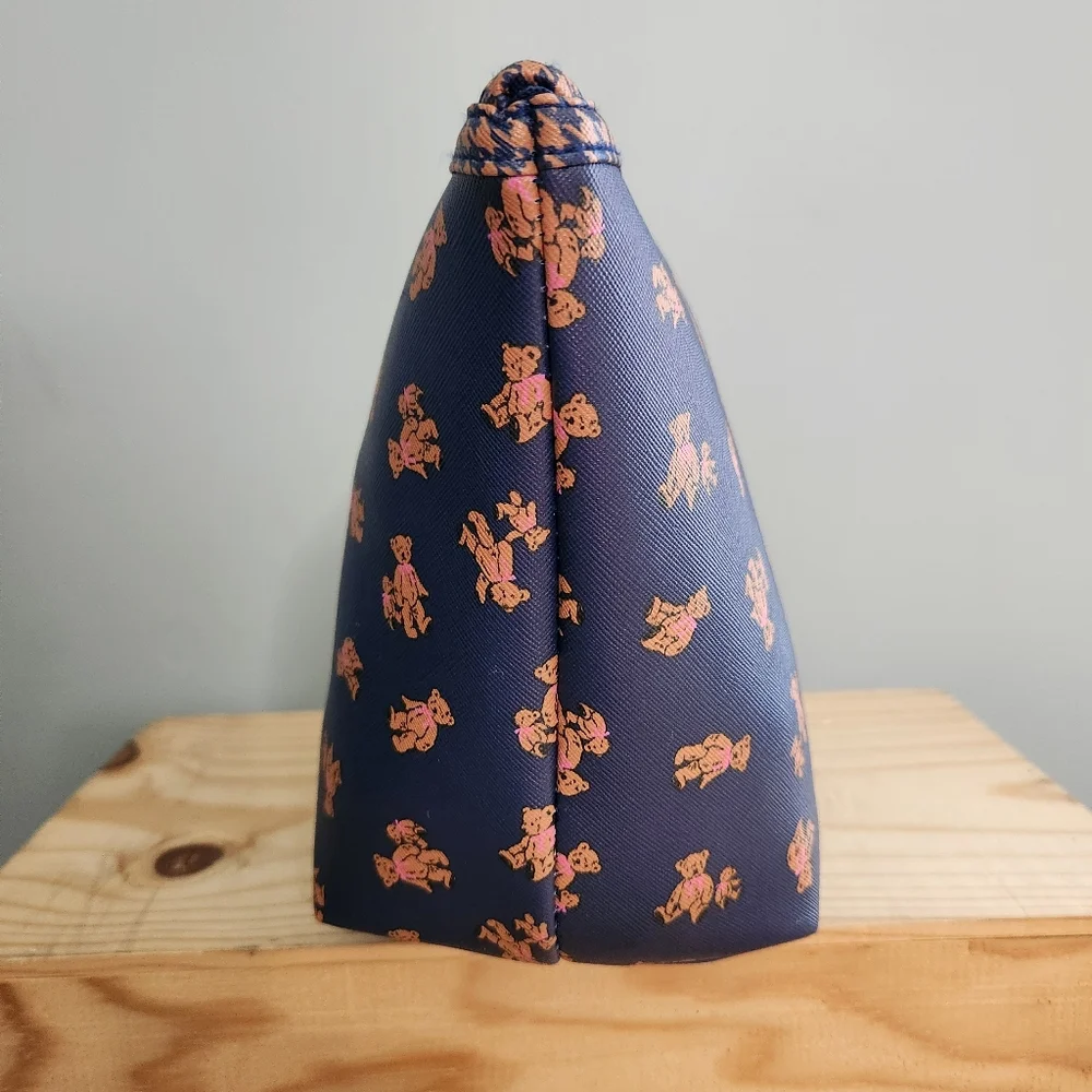 Dwell Studio Navy Teddy Print Cosmetic Zip Pouch NWT